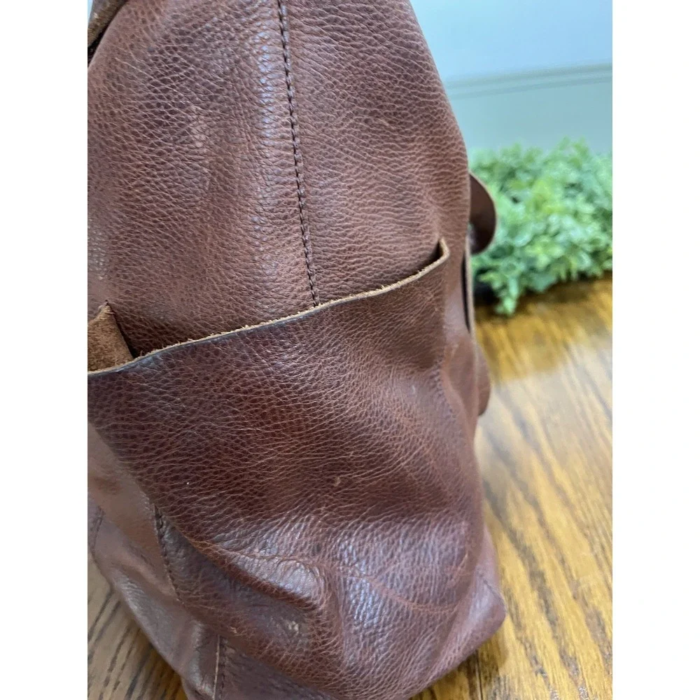 Duluth Trading Co Lifetime Leather Tote Bag Brown Full Grain